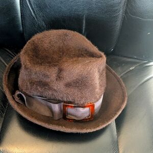 Vintage Adele Claire MerriSoie MerriMac Union Made Brown Buckle Fur Hat